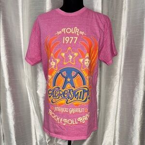 Rag Doll Merchandise 2024 Aerosmith Graphic Pink Women’s M Short Sleeve Shirt